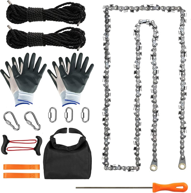 GSSHBR 55 Inch High Reach Hand Rope Saw for Tree Limbs with 70 Sharp Teeth Blades on Both Sides,Rope Saw Tree Saw High Limb Rope Chainsaw, Pocket Chainsaw - Image 1
